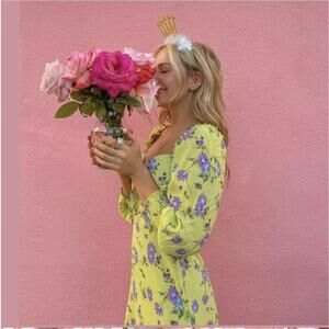 Faithfull The Brand $250 Mathilde Green Daisy Midi Dress